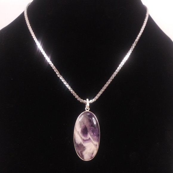 Amethyst & Sterling Silver Pendant Necklace - Picture 1 of 6